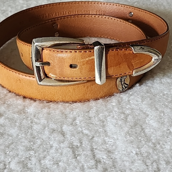 Western italian leather belt color brown size 38 - Picture 1 of 7